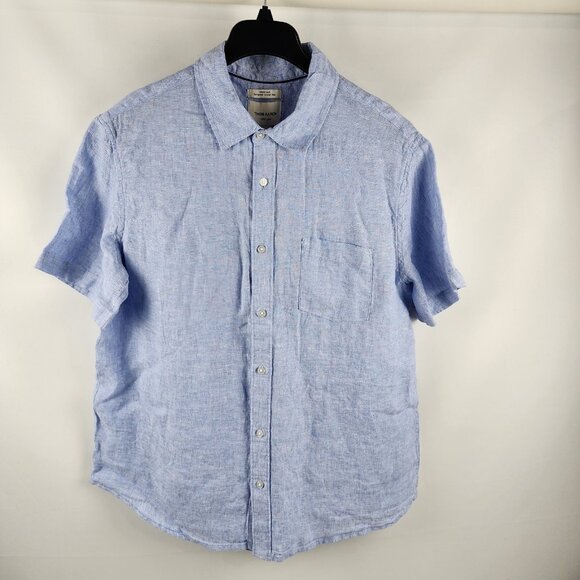 Thom Aaron Shirt Mens XL Blue 100% Linen S/S Button Up NWT - Picture 1 of 7